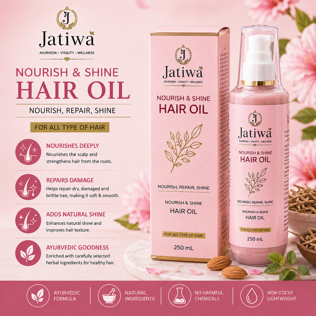 Jatiwā Nourish & Shine Hair Oil – Ayurvedic Hair Oil